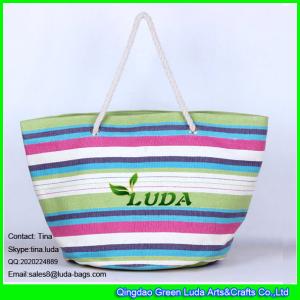 China LUDA striped paper straw extra large beach bag on sale