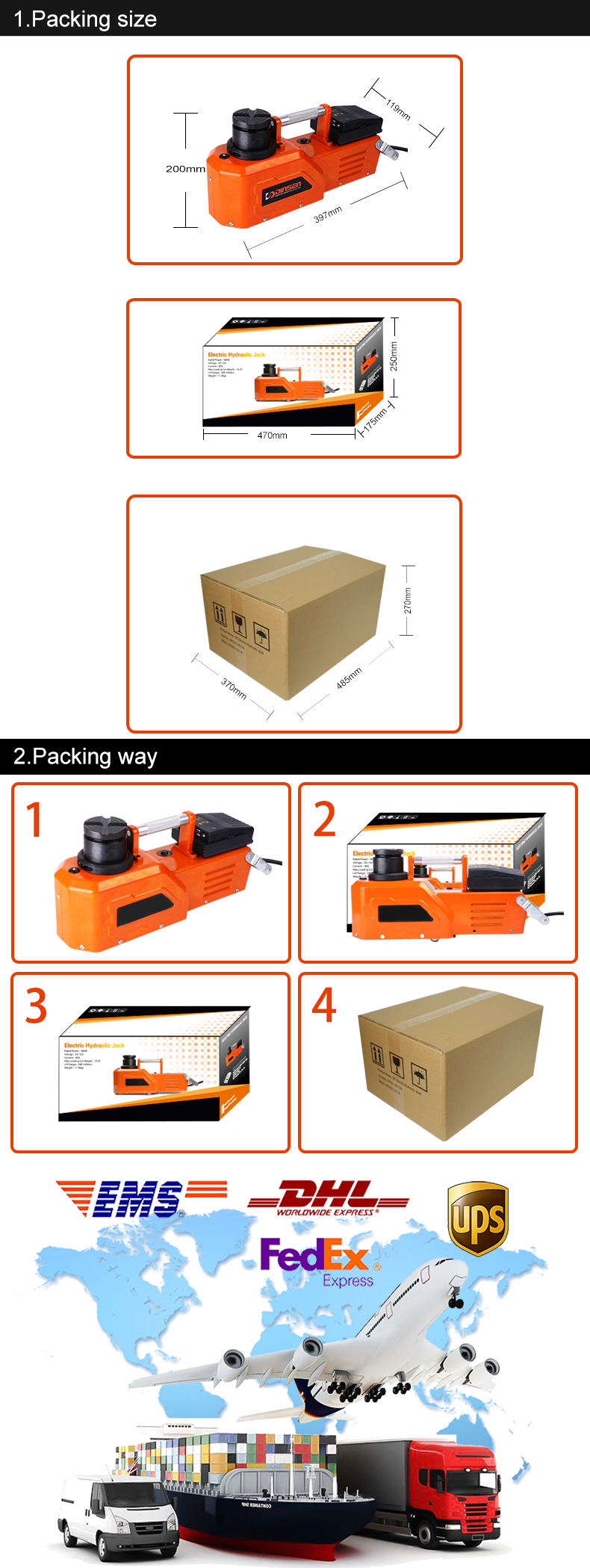 Sliding Wheel 15 Ton Hydraulic Jack for Pickup Truck 200-520mm Lift Range