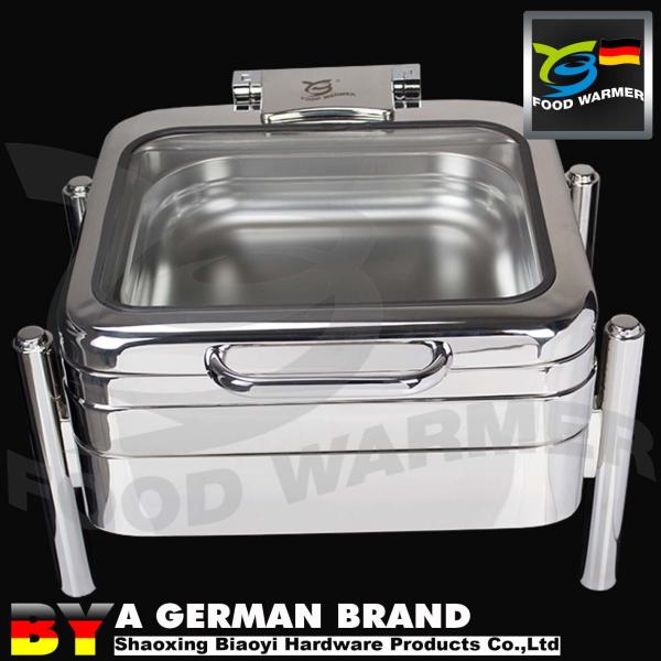 Quality Standard GN2/3 Square Chafing Dish With Cylindrical Footing Frame for sale