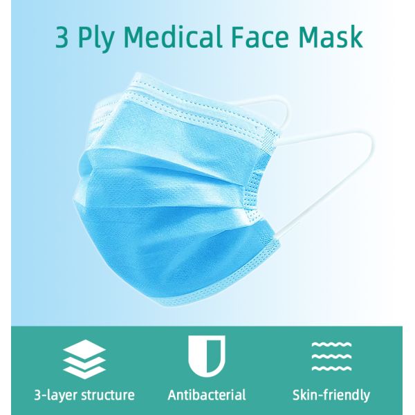 Health Care Disposable Surgical Face Mask , 3 Ply Non Woven Fabric Earloop Mask