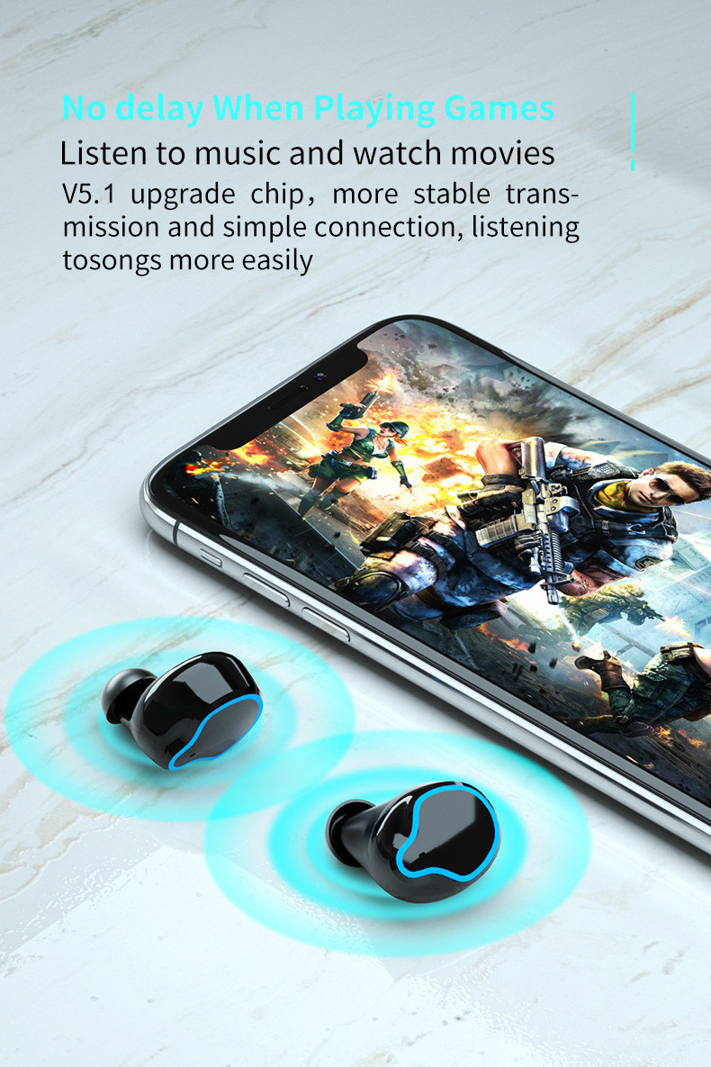 3D Stereo BT5.1 Noise Cancelling True Wireless Earbuds For Android 2000mAh