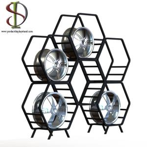 Metal Tube Frame Tyre Storage Rack Combined Hexagon Shape