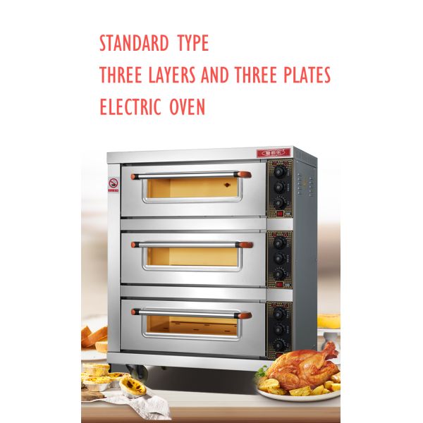 Three Deck Three Trays 12kw Industrial Baking Oven for bakery shop or kitchen