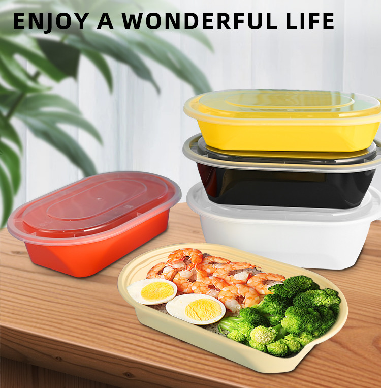 Rectangular 1000ml Microwavable Disposable PP Food Container with Lid