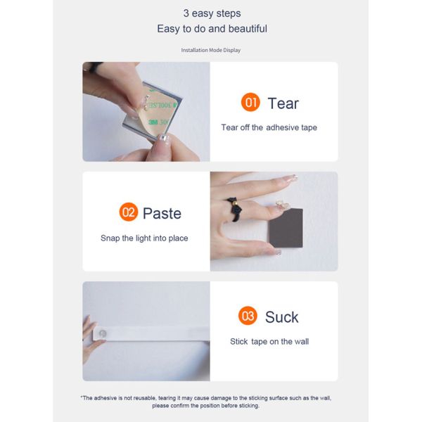 3 Color Modes Motion Sensor Night Light Magnetic Attachable To Stairs Closets