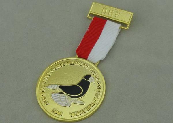 Quality Synthetic Enamel DRF Custom Awards Medals Gold Plating Zinc Alloy With Ribbon Medal for sale