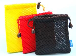 Buy cheap Customized colorful sandwich drawstring net mesh fabric power bank bag with label product
