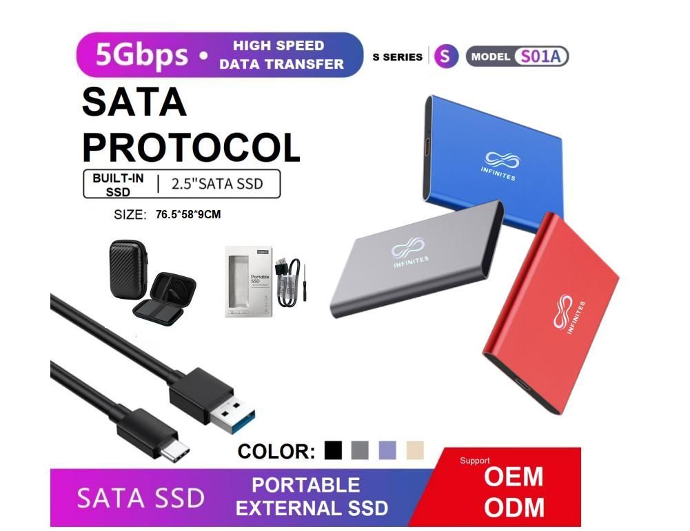 Shenzhen SSD Factory Different Capacity High Speed Data Transfer Portable External SATA SSD Built in SSD 5gbps Ngff and Nvme Interface OEM SSD