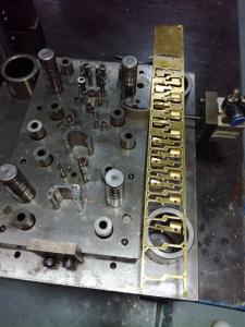 China Brass Bronze Copper Progressive Sheet Metal Dies , Sheet Metal Parts Pin Terminal Connector on sale