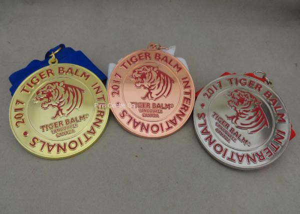 Quality Die Stamped Martial Arts Ribbon Souvenir Medal Brass Material Enamel For Awards for sale