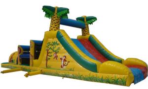 China Big Party Obstacle Course Bounce House Rentals , Kids Sports Games Blow Up Assault Course on sale