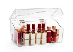 China Clear Cosmetic Acrylic Display Box , Lipstick Acrylic Makeup Storage Turn Over Design on sale