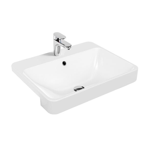 Quality Ceramic Semi Recessed Wash Basin 586x470x173mm With Overflow for sale
