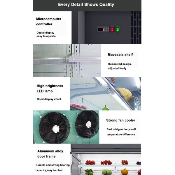 Upright Supermarket Showcase Dairy Display Multi Deck Open Chiller Cooler