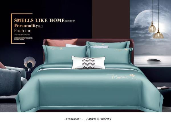 Quality Light Blue Egptian Cotton Home Textile Bedding Set Customized Size for sale