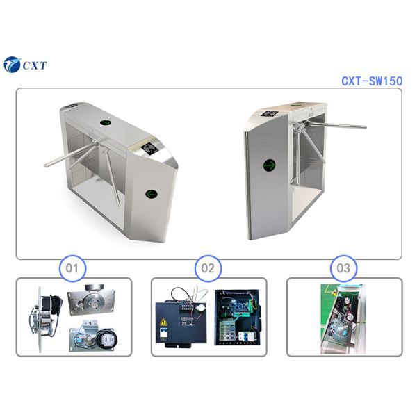 Intelligent Automatic Tripod Turnstile Gate with RS485 Communication 20-30 Persons/Minute 1500x280x980mm
