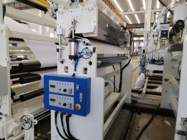 Quality 1200-1600mm Large Non Woven Paper Automatic Laminating Machine With 2 Automatic Turnover Air Shaft High Speed White Blue for sale