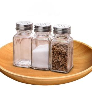China 2.8*2.8*10.5cm Transparent Glass Jars 4oz Square Glass Spice Jars Condiment on sale