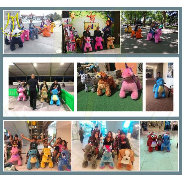 Hansel coin operated plush walking bear stuffing animal machine riding panda toy