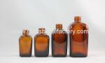 10ml-100ml Square Amber Essential Oil Glass Bottles With Bamboo Droppers