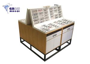 China Wooden Eyeglass Display Case / Eyewear Display Case Double Side With Light on sale