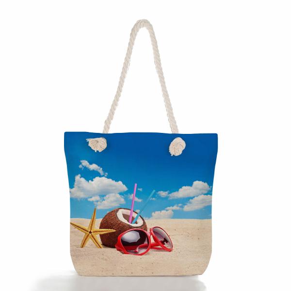 Quality Beach Shell Pineapple Print Thick Rope Large Capacity Beach Bag For Outside for sale