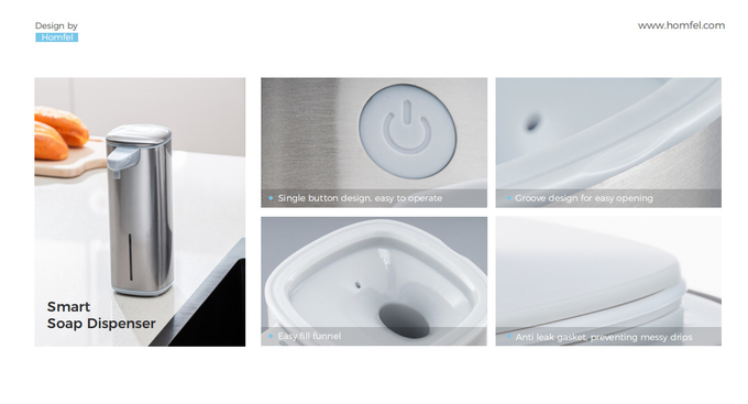 Stainless Steel Touch-Free Sensor Liquid Foam Soap Pump Dispenser Automatic Rechargeable Soap Dispenser For Bathroom