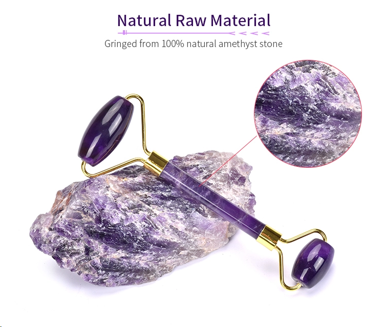 76.7g Purple Jade Beauty Roller Amethyst Jade Roller Gua Sha Set OEM