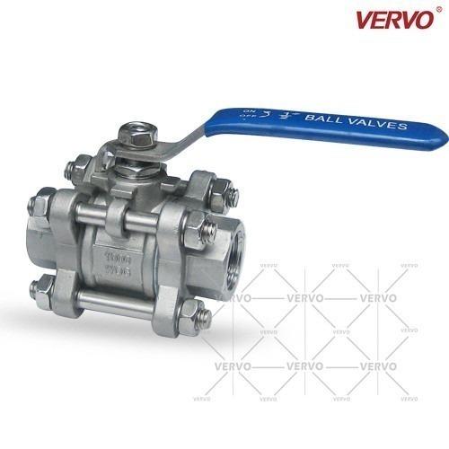 Quality DN32 Casting Steel 3pcs Ball Valve 32mm Full Bore API608 Floating Ball Type Stainless Steel Side Entry RPTFE PTFE Seat for sale