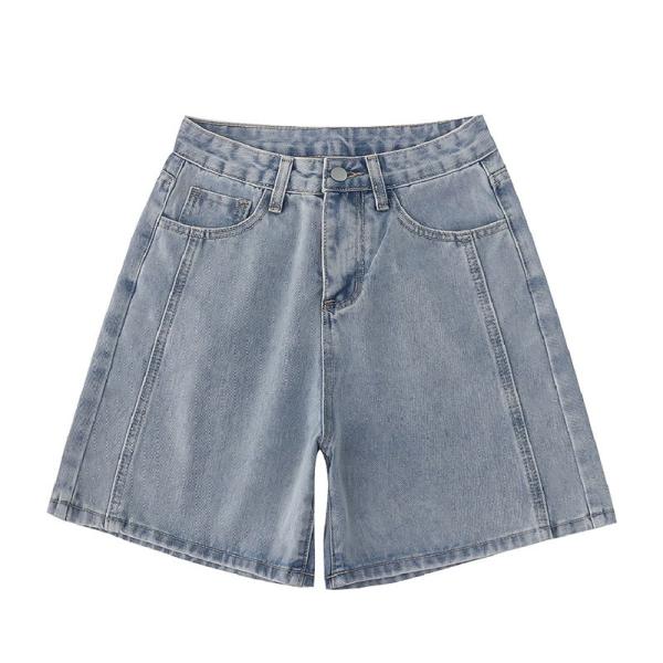 Quality OEM Retro Washed Loose High Waisted Jean Shorts Embroidered Medium Length Pants for sale