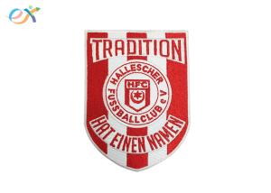 Buy cheap Red And White Laser Cut Embroidered Patches With Iron On Backing product