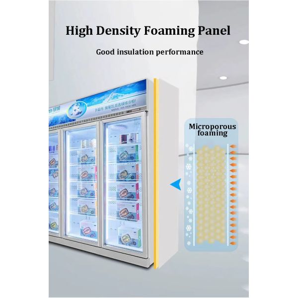 Food Freezing Display Freezer With Two Glass Doors On The Upper Unit