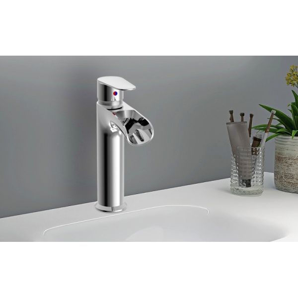 Ceramic Valve Single Handle Single Hole Basin Faucet Countertop Hot And Cold Water Tap