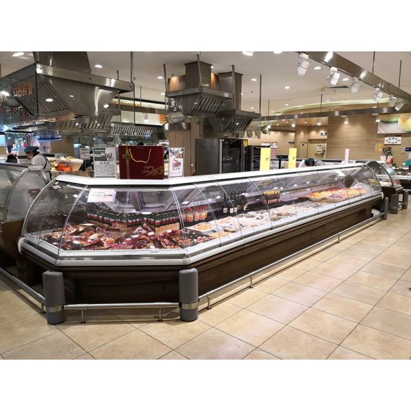 Fan Cooling Deli Display Fridge Front Lift Up Curved Glass Door With CE
