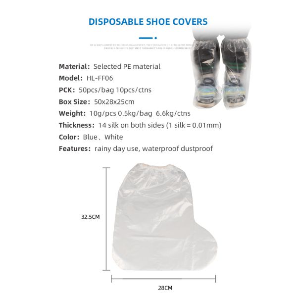 Personal Protective Equipment Shoe Protectors Disposable Non Slip White