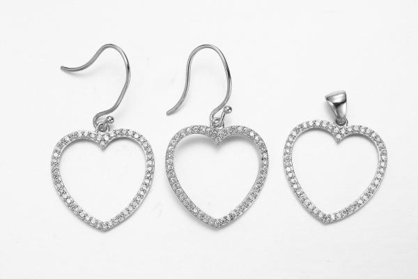 Quality Classic Rhodium Plated CZ Silver Jewelry Set With Lobster Clasp for sale