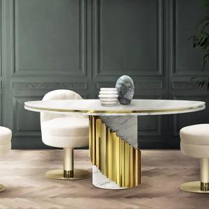 China Stainless Steel Modern Round Dining  Tables, Gold/Silver Combination on sale