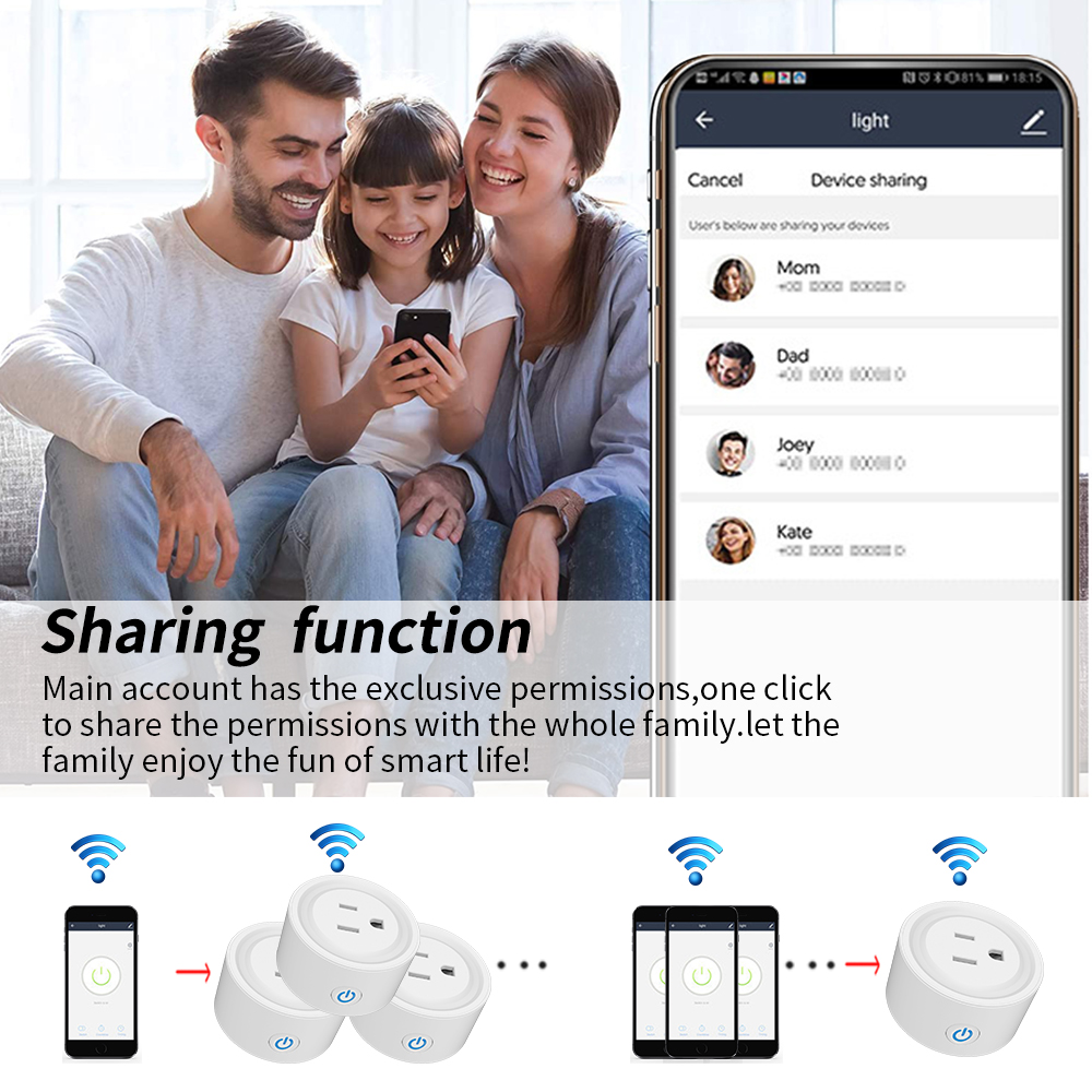 US Plug WIFI Smart Socket 16A Adapter Smart Life Tuya Wifi Plug Socket