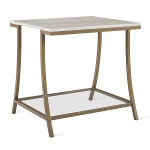 Modern Style 2 Layers Metal Frame Faux marble top Corner table End table Bed side table