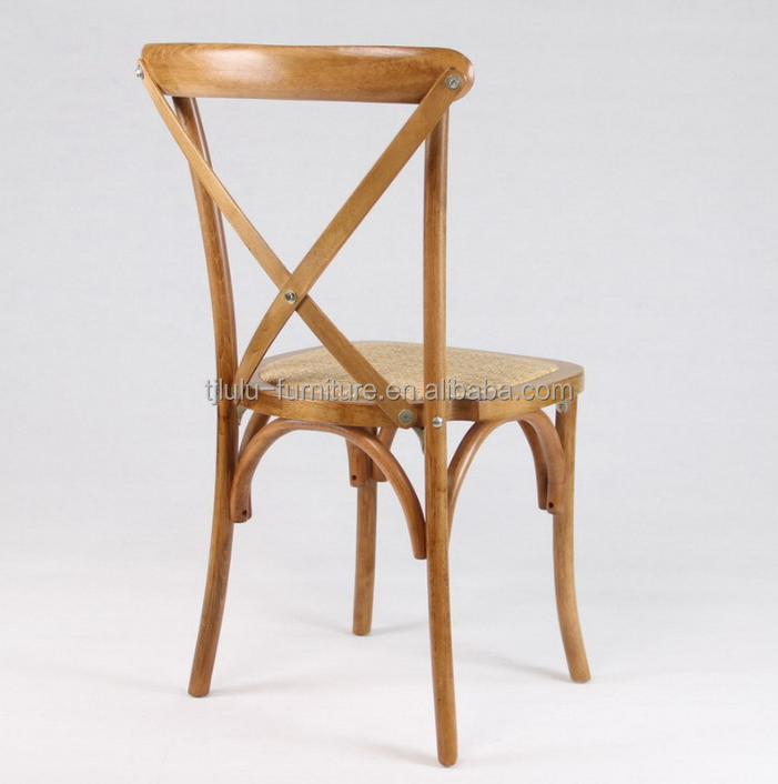 Customized Designs Nordic Modern Rattan Cross Back Stackable Solid Wood Banquet Wedding Wooden Chair OEM Service Accepted
