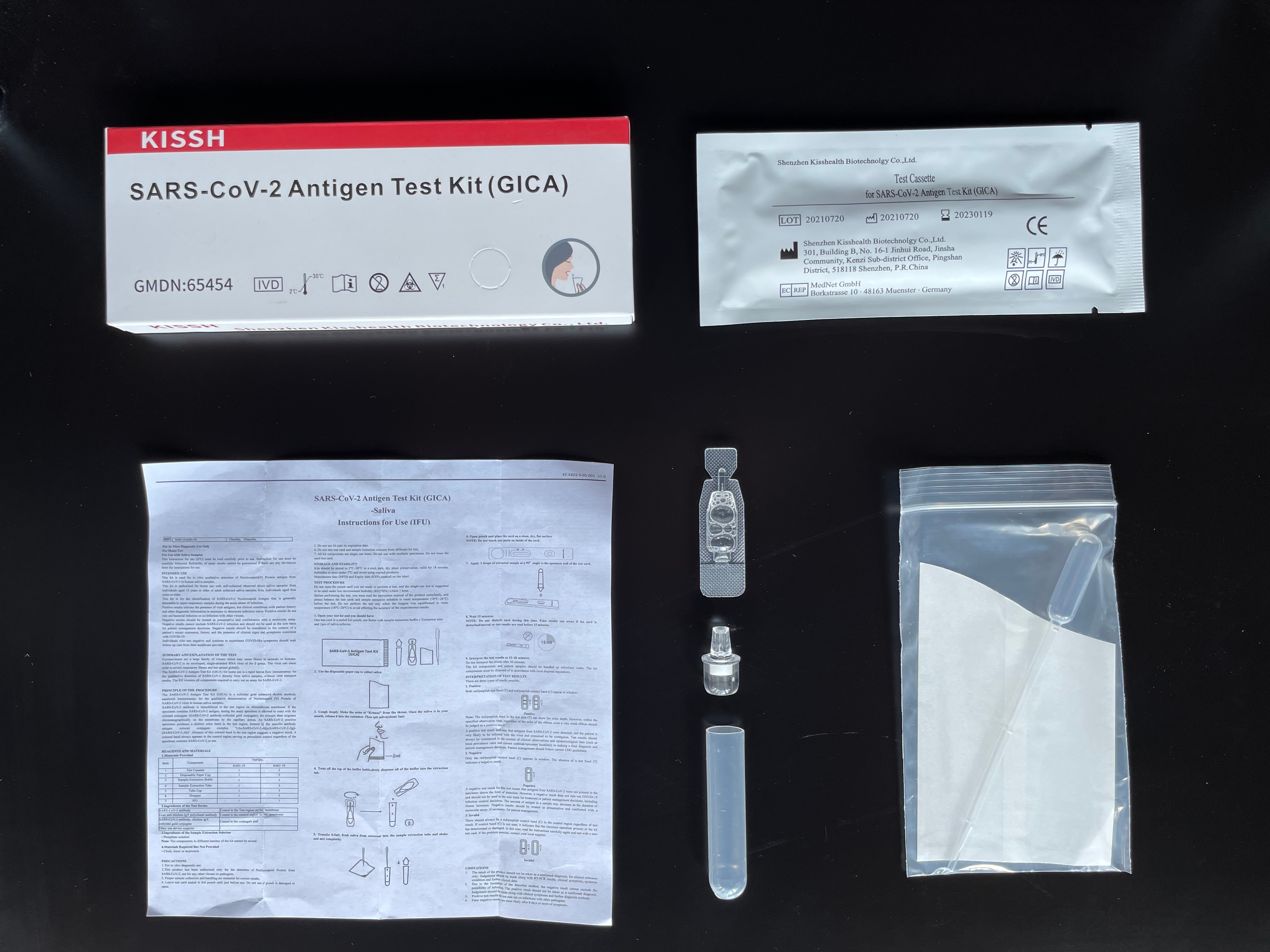 Self Nucleocapsid Protein Rapid Antigen Detection Kit Colloidal Gold 18x4x8cm
