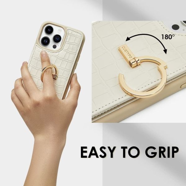 iPhone 13Pro Max 6.7 "-, wallet case with card holder, leather protective case with ring holder,