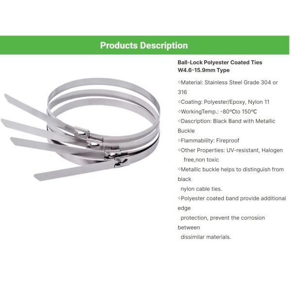 4.6*500 304 Stainless Steel Wire Ties For Bundling Industrial High Temperature Resistant Cable Ties