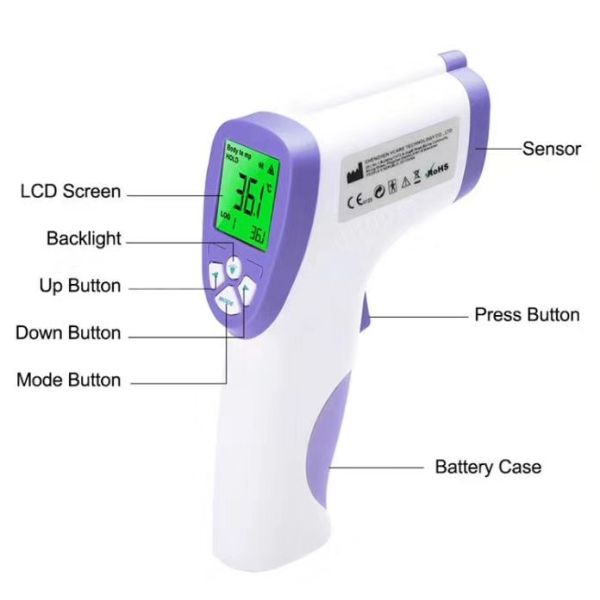 Non Contact Body Digital Infrared Forehead Thermometer IR Forehead Gun With CE Approved