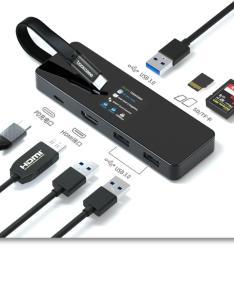 Digital display 7 in 1 TYPE C HUB, directly display the performance and performance of external equipment