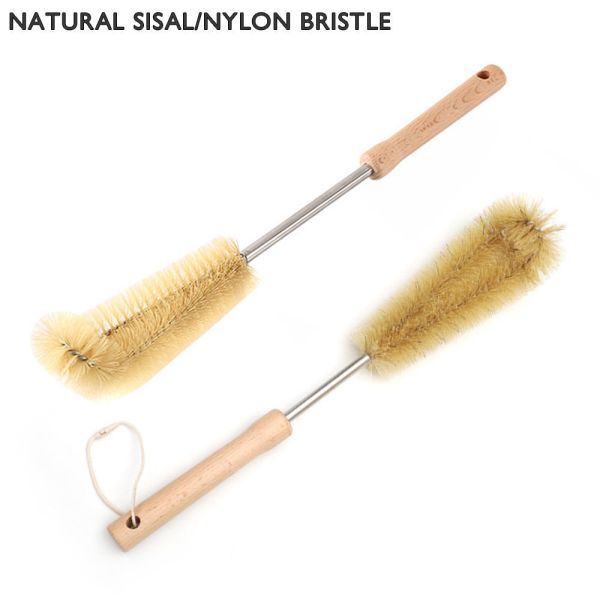 Customized Ergonomic Bamboo Bottle Brush Cleaning
