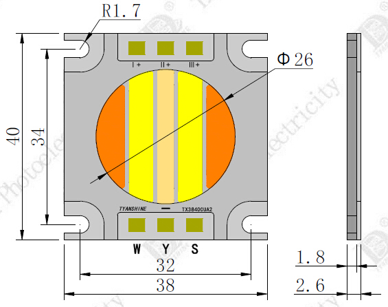 60 Watt COB LED Array with 3 Colors White / Red and Warm White