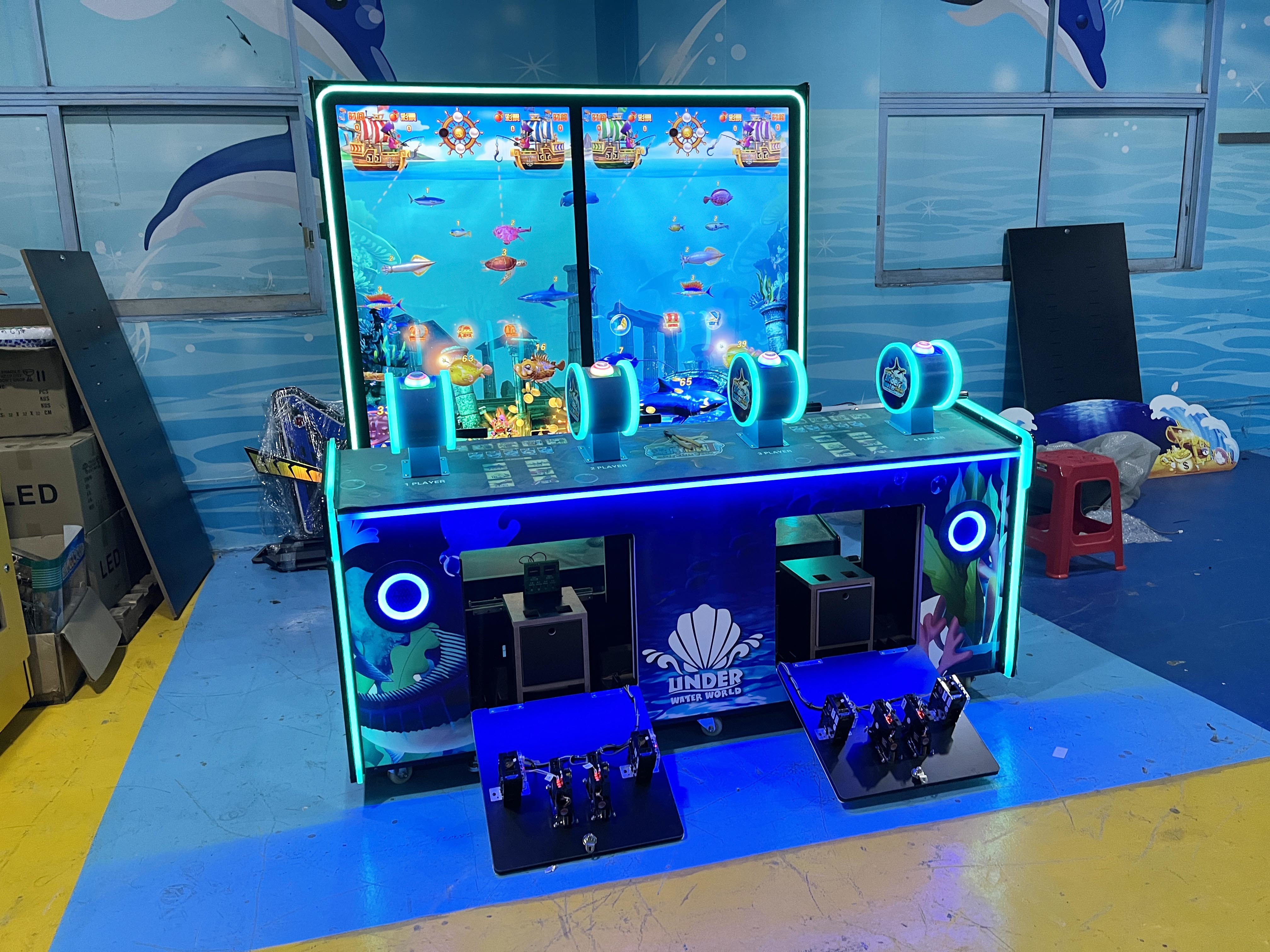 Blue Coin Pusher Go Fishing Ticket Redemption Game Machine For Under Water World Fishing Arcade Lottery Machine English Utilization