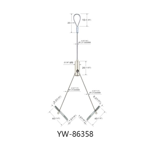 Panel Lighting Cable Suspension Kit Two Legs With A Loop Nickel Surfaced YW86358