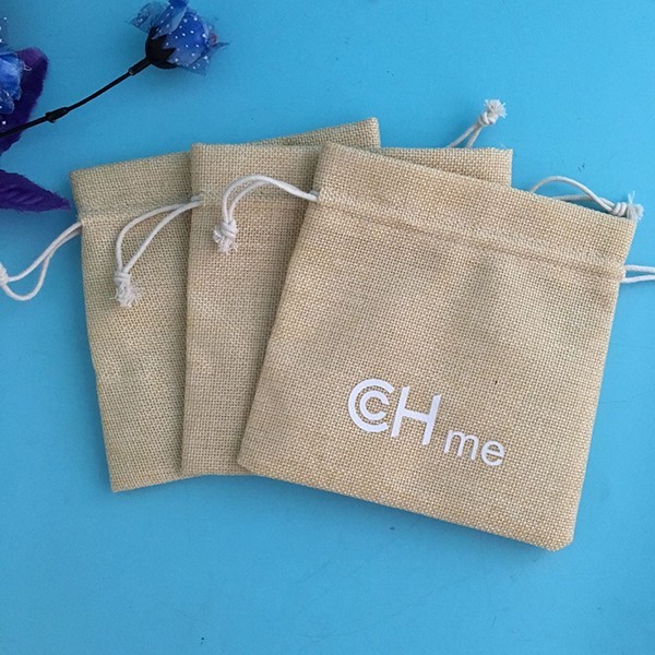 Coffee Beans Custom Printed Jute Bags , Colored Packing Felt Drawstring Bag